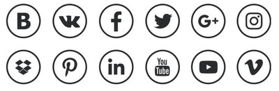 Подборка иконок социальных сетей на плоском фоне