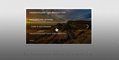 Вертикальное меню на CSS при смене фона