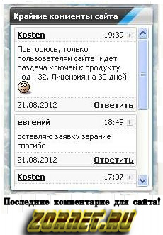 Последние комментарий как на сайте zornet.ru