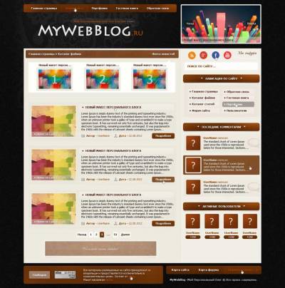 Верстка макета MyWebBlog для ucoz