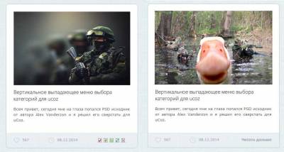 Вид материалов новостного блога для сайта ucoz