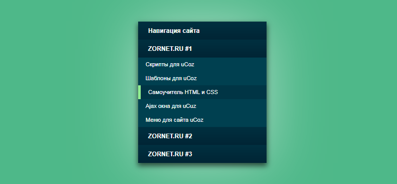 Вертикальное меню на CSS при помощи jQuery