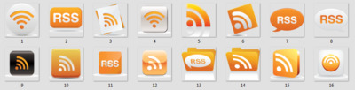 Значки и также иконки RSS в различных вариантах PNG