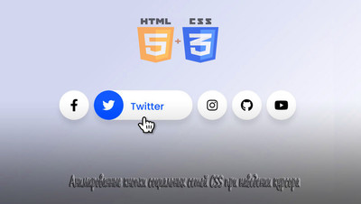 Кнопки социальных сетей с Hover эффектом