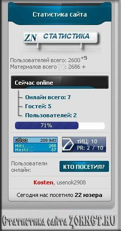 Статистика сайта zornet.ru