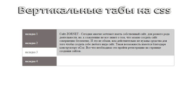 Вертикальные табы CSS для сайта