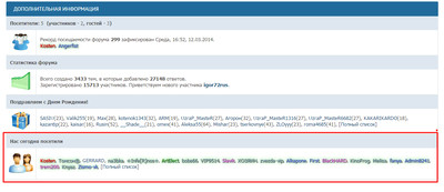 Вывод пользователей посетившие форум uCoz